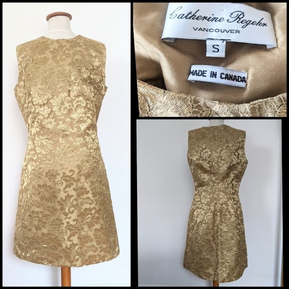 Gold Lace Catherine Regehr Dress - Picture 1 of 3